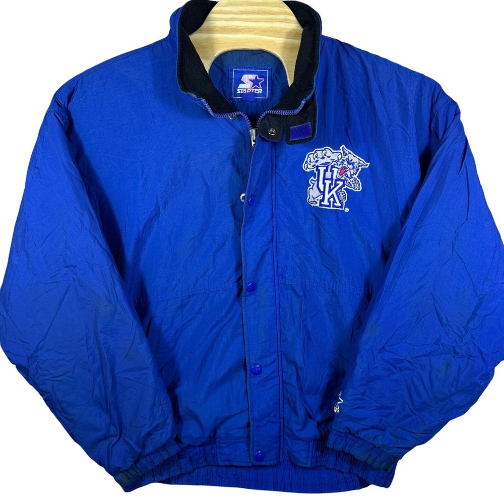 VINTAGE 90s Starter Kentucky Wildcats Jacket Men Large Blue Embroidered Bomber‎